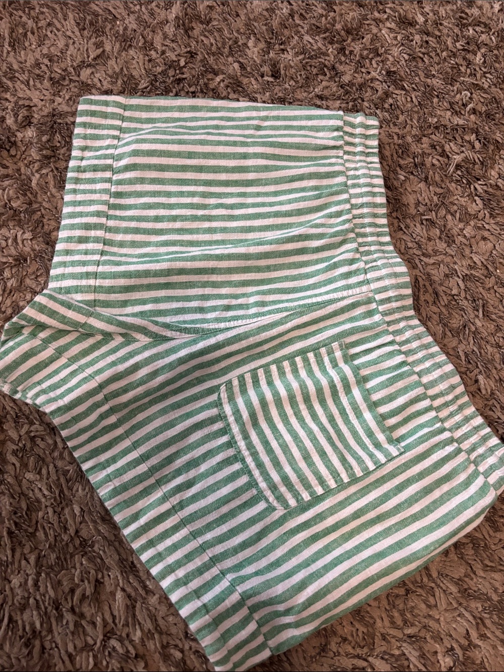 Universal Thread Green and White Striped Drawstring Linen blend Shorts. - Picture 6 of 12